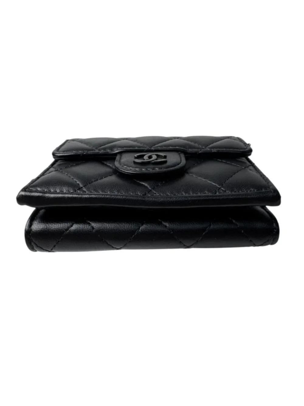 Chanel Quilted CC Logo Compact Wallet So Black